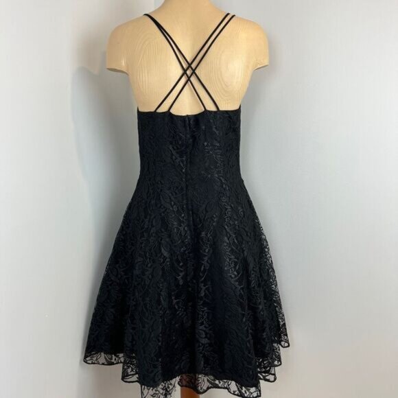 Vintage Lori Ann Size 14 Little Black Dress Mini Lace Detail Babydoll Whimsigoth - Picture 4 of 15